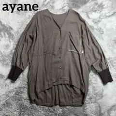 ayane アヤン 麻混 異素材切替カーディガン ブラウス 羽織りのサムネイル
