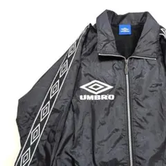 90s　青タグ UMBRO ナイロン トラックジャケット ロゴテ―プ　M　黒