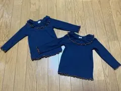 &mignon アンドミニョン フリル付きネイビーTシャツ 80 双子