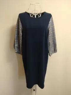 シューラルー袖チェック柄ワンピース　M フォロー割り引き対象外