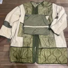 キルティングジャケット オリーブグリーンネックウォーマー付き