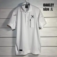 OAKLEY オークリー ゴルフ 半袖 ポロシャツ L 白 刺繍 スカルのサムネイル