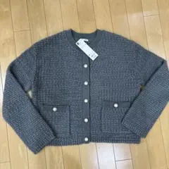 GU ツイーディー　ニットカーディガン M