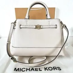 マイケルコース☆新品☆ REED レザー2wayバッグ/ラージ クリーム白