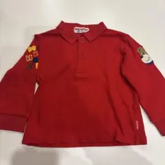 ミキハウス　長袖　ポロシャツ　赤　レッド　刺繍　くま　90