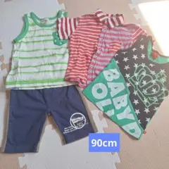 90cm ベビー服 タンクトップ　半袖シャツ　ショートパンツセット　ベビードール