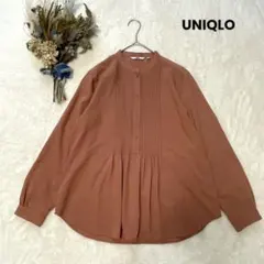 UNIQLO ユニクロ 【M】 レーヨンピンタックプルオーバーブラウス 長袖