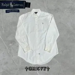 古着 90s Ralph Lauren ラルフ ラルフローレン 白シャツ 刺繍