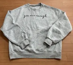 美品 SHEIN メッセージ入り グレー スウェット バックプリント 裏起毛