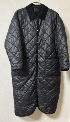 ミズイロインド　キルティングコート　ボア　フリース　ロングコート　ブラック