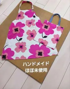 【ほぼ未使用】ハンドメイドキッズエプロン&トートバッグセット