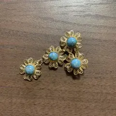 ターコイズのゴールドブローチ