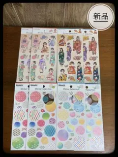 デザインシール　はんなりおとめ＆和柄　4種　【各種2枚の8個セット】　セリア