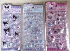 【正規品】シナモロール/クロミ/キティ キラキラカプセルシール 3枚セット輸入