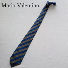 マリオバレンチノ ネクタイ ブルー×ベージュ レジメンタル【n5297】