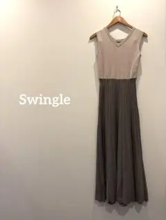 Swingle 前後2wayドッキングニットワンピース　プリーツスカート M