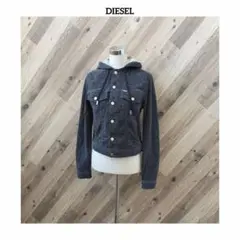 DIESEL ディーゼル ロゴパッチ フード デニム風 パーカー ジャケット