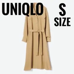美品 UNIQLOユニクロ UVカットシャツワンピース　Sサイズ ベージュ