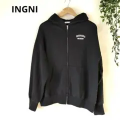 【匿名発送】INGNI ロゴ刺繍 ジップパーカー M 黒 BIGシルエット