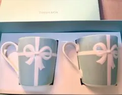 ティファニー　ブルーリボン　ペアマグカップ　オリジナル箱入り