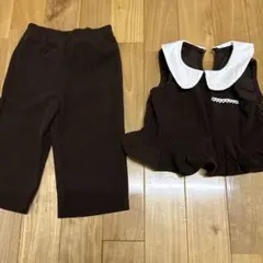 ベビー服 セットアップ ブラウン ボトムス ベスト 80