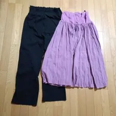 マタニティ パンツとスカート セット 黒 紫