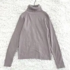 L'espoir レスポワール リブニット タートルネック 紫系 L カジュアル