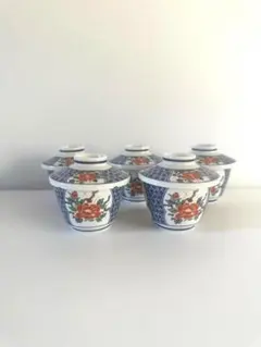 昭和レトロ 茶碗蒸し 5客セット 花 まとめ売り