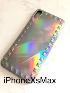 iPhone XS MAXオーロラホログラム風シルバーアイフォンスマホケース