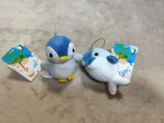海の生物　ペンギン イルカ ぶるぶるマスコット 2点セット