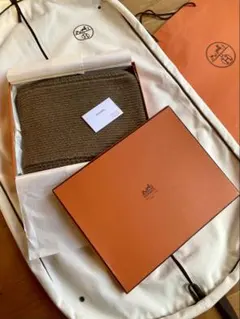 HERMES フード付きマフラー アルパカ100% 未使用品　オレンジ箱入り