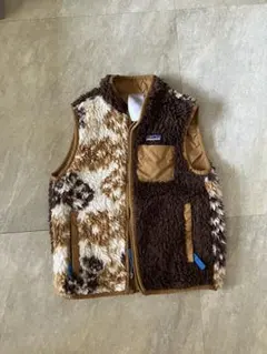 patagonia フリースベスト ブラウン/ホワイト