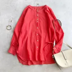 ジャーナルスタンダードレリューム　コットンワッシャーサイドリボンシャツ　オレンジ