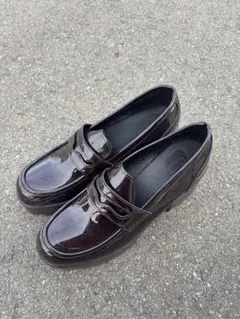 ダークブラウン ローファー 厚底