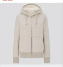 ボアスウェットフルジップパーカ（長袖）　オフホワイト　ユニクロ　L ボアパーカー