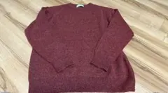 バーガンディ クルーネック ニットセーター