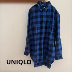 ユニクロ　フランネルシャツ　ブルー　S ブロックチェック　長袖