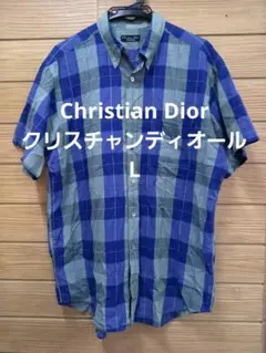 Christian Dior クリスチャンディオール半袖シャツチェック柄　L　d