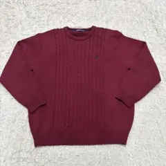 【KANGOL】　カンガルー　(3L) ケーブルニット　ニット　ボルドー