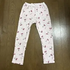 さくらんぼ柄　ピンク　パンツ　女の子　裏毛　ズボン　チェリー　ストレッチ