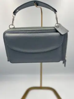 本牛革☆スマホも入る☆お財布兼用ショルダーバッグGray