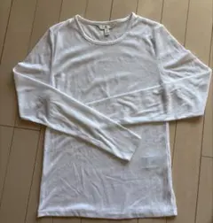 ホワイト リブ編み 長袖Tシャツ S