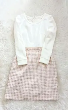 美品　プロポーションボディドレッシング　ワンピース　2 　S　ツイードワンピ