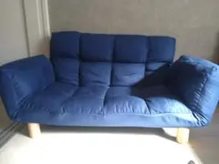 ネイビー ファブリック 2人掛けソファ