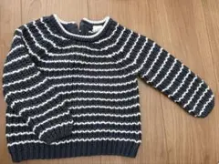 H&M コットンニットセーター ネイビー/ホワイト