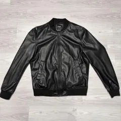 ZARA フェイクレザーボンバージャケット L 42 ブラック