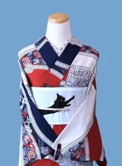 ふりふ 洗える浴衣オウム柄 帯セット 美品 - メルカリ