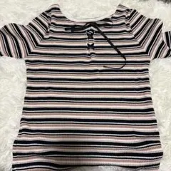 earth music&ecology ストライプ 半袖Tシャツ