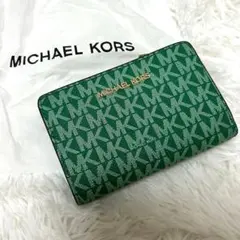 MICHAEL KORS 二つ折り財布 グリーン MKロゴのサムネイル