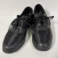銀座ヨシノヤ サテン ブラック カジュアルシューズ レースアップ 23.5